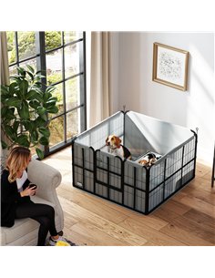PawHut Steel Dog Whelping Box with Washable Whelping Pad, Windproof Cloth, for Small & Medium Dogs, 102 x 102 x 60cm 2
