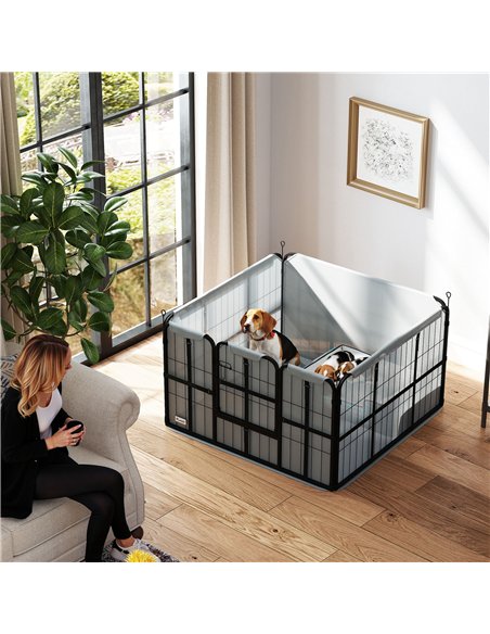 PawHut Steel Dog Whelping Box with Washable Whelping Pad, Windproof Cloth, for Small & Medium Dogs, 102 x 102 x 60cm - pic 142770 | FastDaddyshop
