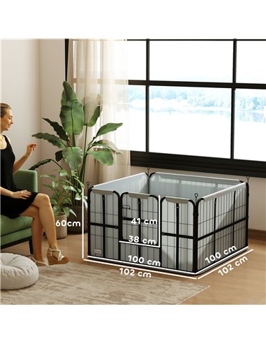PawHut Steel Dog Whelping Box with Washable Whelping Pad, Windproof Cloth, for Small & Medium Dogs, 102 x 102 x 60cm