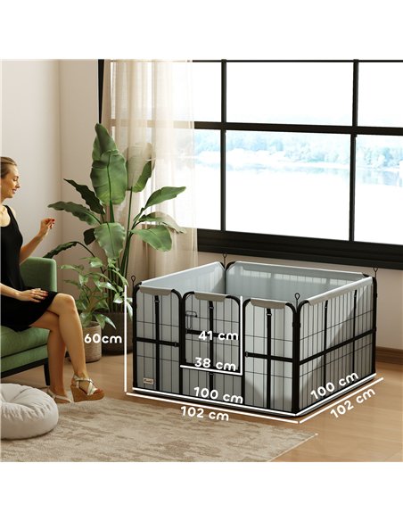 PawHut Steel Dog Whelping Box with Washable Whelping Pad, Windproof Cloth, for Small & Medium Dogs, 102 x 102 x 60cm - pic 142771 | FastDaddyshop