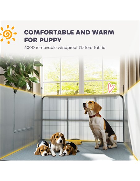 PawHut Steel Dog Whelping Box with Washable Whelping Pad, Windproof Cloth, for Small & Medium Dogs, 102 x 102 x 60cm - pic 142773 | FastDaddyshop
