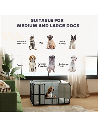 PawHut Steel Dog Whelping Box with Washable Whelping Pad, Windproof Cloth, for Small & Medium Dogs, 102 x 102 x 60cm
