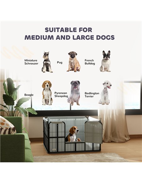 PawHut Steel Dog Whelping Box with Washable Whelping Pad, Windproof Cloth, for Small & Medium Dogs, 102 x 102 x 60cm - pic 142776 | FastDaddyshop