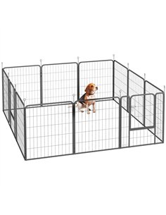 PawHut 12 Panels Heavy Duty Dog Playpen with Doors, for Medium Dogs, 80cm High, Black