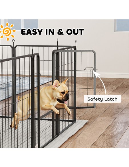 PawHut 12 Panels Heavy Duty Dog Playpen with Doors, for Medium Dogs, 80cm High, Black - pic 142782 | FastDaddyshop