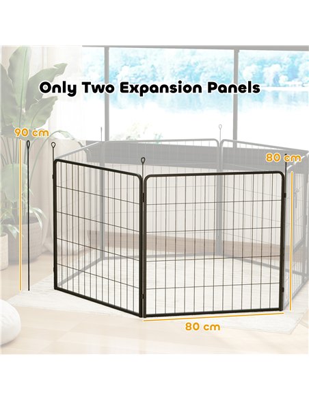 PawHut 2 Piece Dog Pen Expansion Pack for 80cm High Pet Playpen with 3 Stakes, for Small and Medium Dogs - pic 142789 | FastDaddyshop