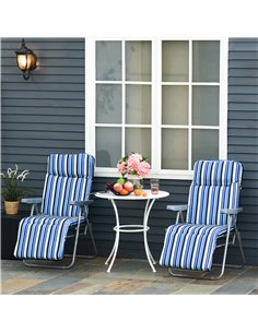 Outsunny Set of 2 Foldable Garden Sun Lounger, Outdoor Reclining Seat, Blue and White 2