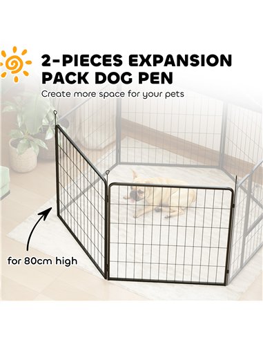 PawHut 2 Piece Dog Pen Expansion Pack for 80cm High Pet Playpen with 3 Stakes, for Small and Medium Dogs