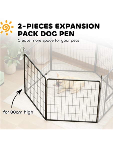PawHut 2 Piece Dog Pen Expansion Pack for 80cm High Pet Playpen with 3 Stakes, for Small and Medium Dogs - pic 142790 | FastDaddyshop