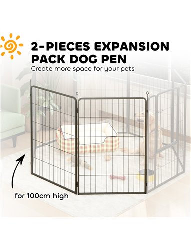 PawHut 2 Piece Dog Pen Expansion Pack for 100cm High Animal Pen with 3 Connecting Stakes