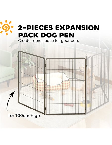 PawHut 2 Piece Dog Pen Expansion Pack for 100cm High Animal Pen with 3 Connecting Stakes - pic 142799 | FastDaddyshop