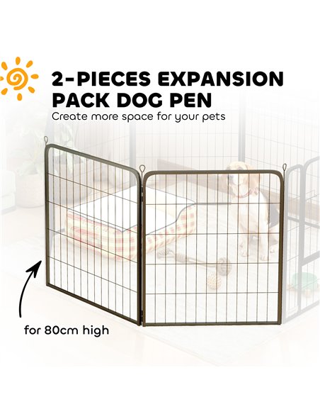 PawHut 2 Piece Dog Pen Expansion Pack for 80cm High Animal Pen with 3 Connecting Stakes - pic 142808 | FastDaddyshop