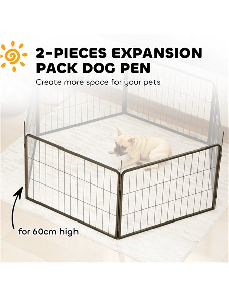PawHut 2 Piece Dog Pen Expansion Pack for 60cm High Pet Playpen with 3 Stakes, for Small Dogs - pic 142817 | FastDaddyshop