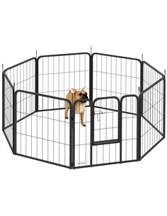 PawHut 8 Panels Heavy Duty Dog Playpen with Door Indoor Outdoor, for Small Dogs, 60cm High