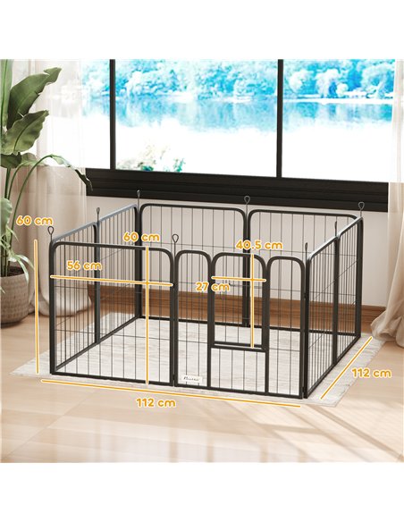 PawHut 8 Panels Heavy Duty Dog Playpen with Door Indoor Outdoor, for Small Dogs, 60cm High - pic 142825 | FastDaddyshop