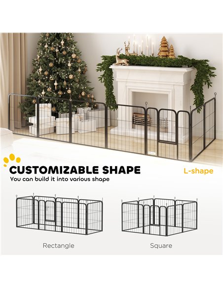 PawHut 8 Panels Heavy Duty Dog Playpen with Door Indoor Outdoor, for Small Dogs, 60cm High - pic 142826 | FastDaddyshop