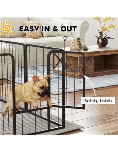 PawHut 8 Panels Heavy Duty Dog Playpen with Door Indoor Outdoor, for Small Dogs, 60cm High
