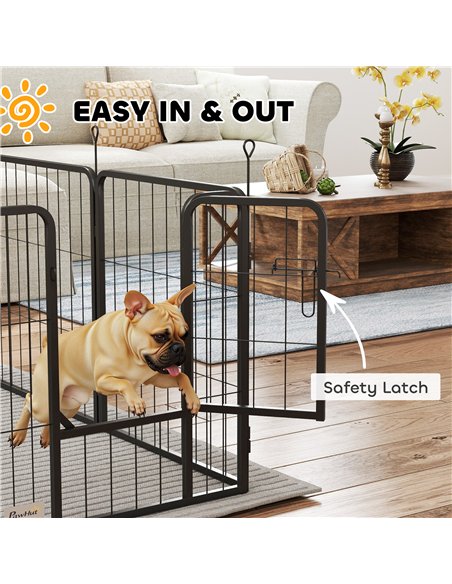 PawHut 8 Panels Heavy Duty Dog Playpen with Door Indoor Outdoor, for Small Dogs, 60cm High - pic 142827 | FastDaddyshop
