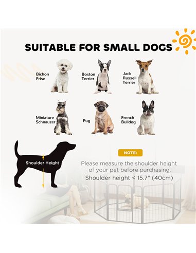 PawHut 8 Panels Heavy Duty Dog Playpen with Door Indoor Outdoor, for Small Dogs, 60cm High