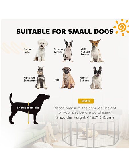 PawHut 8 Panels Heavy Duty Dog Playpen with Door Indoor Outdoor, for Small Dogs, 60cm High - pic 142829 | FastDaddyshop
