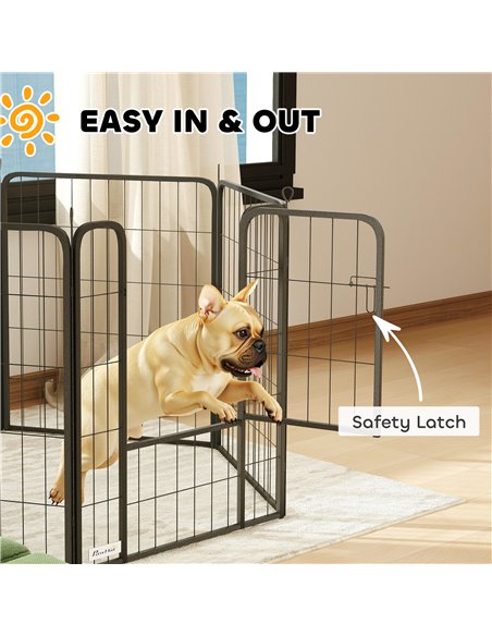 PawHut 8 Panels Heavy Duty Dog Playpen with Door Indoor Outdoor, for Medium Dogs, 80cm High - pic 142836 | FastDaddyshop