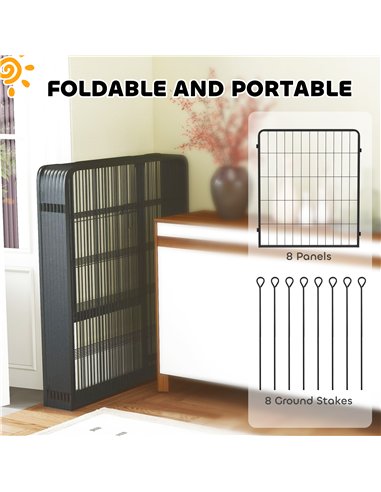 PawHut 8 Panels Heavy Duty Dog Playpen with Door Indoor Outdoor, for Medium Dogs, 80cm High