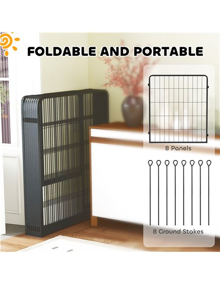 PawHut 8 Panels Heavy Duty Dog Playpen with Door Indoor Outdoor, for Medium Dogs, 80cm High - pic 142837 | FastDaddyshop