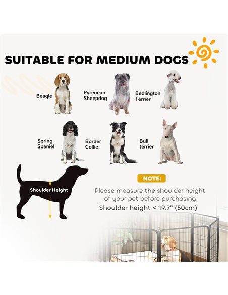 PawHut 8 Panels Heavy Duty Dog Playpen with Door Indoor Outdoor, for Medium Dogs, 80cm High - pic 142838 | FastDaddyshop
