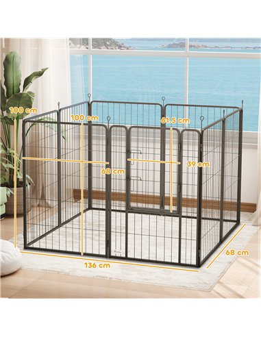 PawHut 8 Panels Heavy Duty Dog Playpen with Door Indoor Outdoor, for Large Dogs, 100cm High
