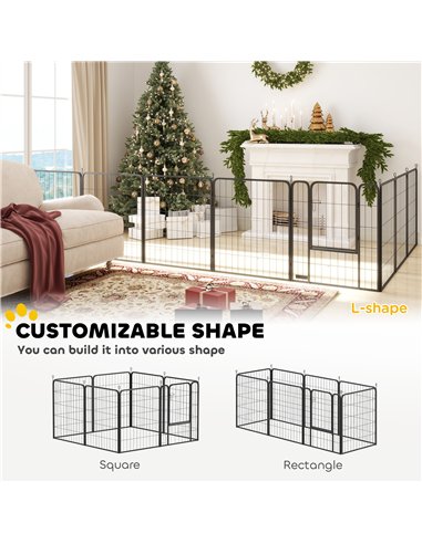 PawHut 8 Panels Heavy Duty Dog Playpen with Door Indoor Outdoor, for Large Dogs, 100cm High