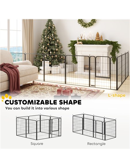 PawHut 8 Panels Heavy Duty Dog Playpen with Door Indoor Outdoor, for Large Dogs, 100cm High - pic 142844 | FastDaddyshop