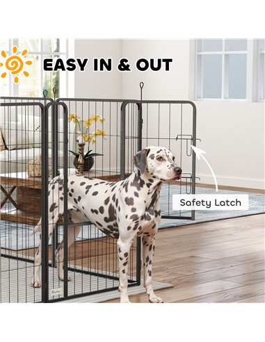 PawHut 8 Panels Heavy Duty Dog Playpen with Door Indoor Outdoor, for Large Dogs, 100cm High