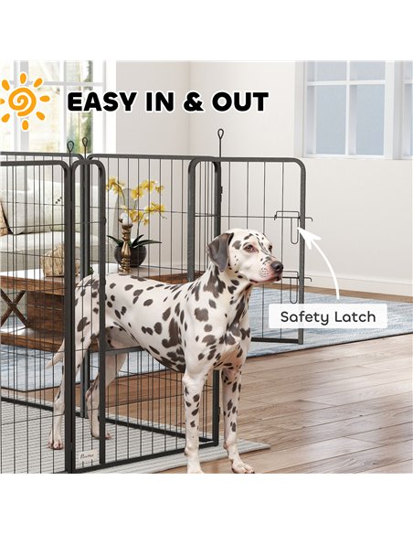 PawHut 8 Panels Heavy Duty Dog Playpen with Door Indoor Outdoor, for Large Dogs, 100cm High - pic 142845 | FastDaddyshop