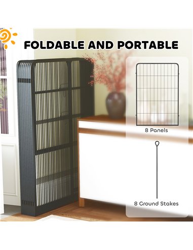 PawHut 8 Panels Heavy Duty Dog Playpen with Door Indoor Outdoor, for Large Dogs, 100cm High