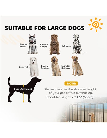 PawHut 8 Panels Heavy Duty Dog Playpen with Door Indoor Outdoor, for Large Dogs, 100cm High - pic 142847 | FastDaddyshop