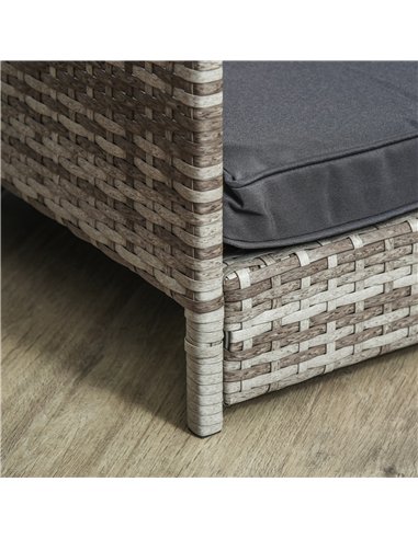 PawHut Wicker Dog House, Rattan Pet Bed, with Removable Cushion, Canopy, for Small and Medium Dogs - Dark Grey