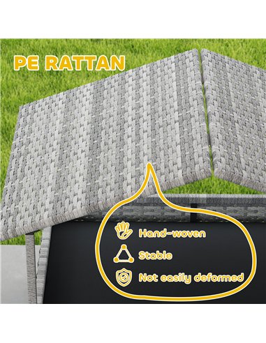 PawHut Extendable Elevated Dog Bed, Rattan Dog House, with Water-Resistant Roof, Removable Cushion, Charcoal Grey