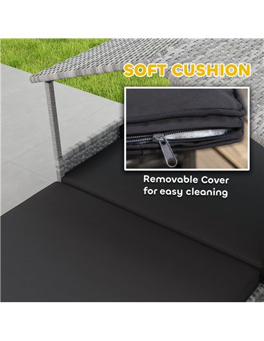 PawHut Extendable Elevated Dog Bed, Rattan Dog House, with Water-Resistant Roof, Removable Cushion, Charcoal Grey