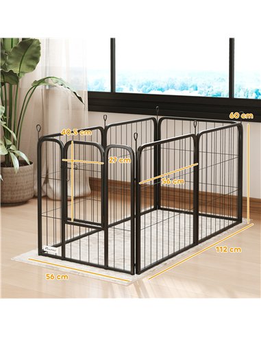 PawHut 6 Panels Heavy Duty Dog Playpen with Secure Door, for Indoor Outdoor, for Garden, Camping, 60cm High