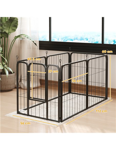 PawHut 6 Panels Heavy Duty Dog Playpen with Secure Door, for Indoor Outdoor, for Garden, Camping, 60cm High - pic 142879 | FastDaddyshop