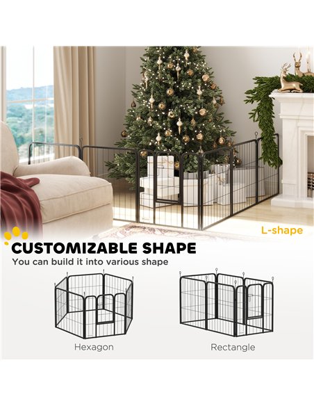 PawHut 6 Panels Heavy Duty Dog Playpen with Secure Door, for Indoor Outdoor, for Garden, Camping, 60cm High - pic 142880 | FastDaddyshop