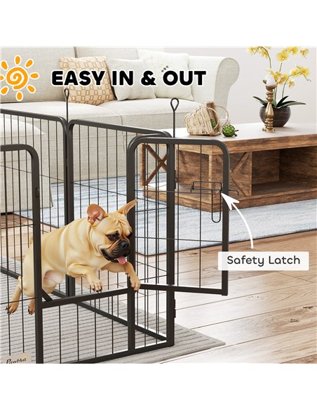 PawHut 6 Panels Heavy Duty Dog Playpen with Secure Door, for Indoor Outdoor, for Garden, Camping, 60cm High - pic 142881 | FastDaddyshop
