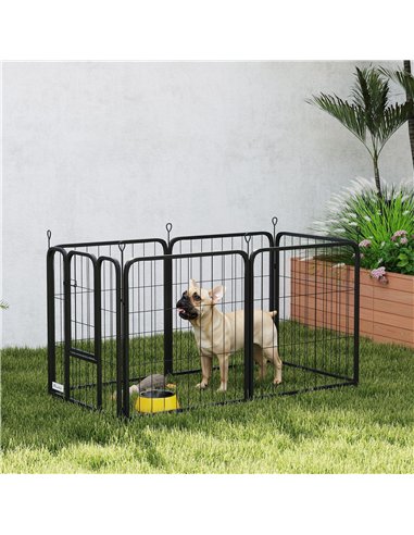 PawHut 6 Panels Heavy Duty Dog Playpen with Secure Door, for Indoor Outdoor, for Garden, Camping, 60cm High