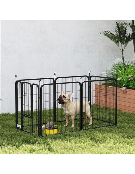 PawHut 6 Panels Heavy Duty Dog Playpen with Secure Door, for Indoor Outdoor, for Garden, Camping, 60cm High - pic 142884 | FastDaddyshop