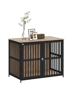 PawHut Dog Crate Furniture with Anti-Chew Resistant Mesh, Anti-Escape Single Door, for Large Dogs, 100 x 60 x 81.5 cm