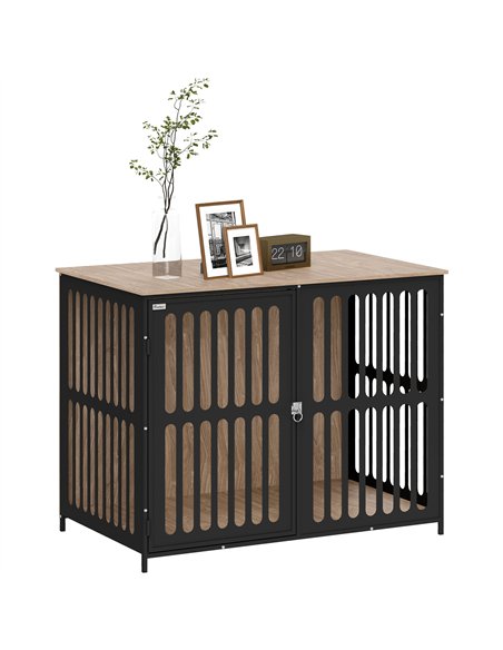 PawHut Dog Crate Furniture with Anti-Chew Resistant Mesh, Anti-Escape Single Door, for Large Dogs, 100 x 60 x 81.5 cm - pic 142886 | FastDaddyshop