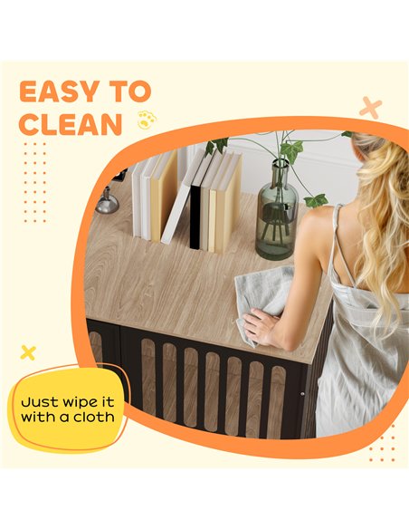 PawHut Dog Crate Furniture with Anti-Chew Resistant Mesh, Anti-Escape Single Door, for Large Dogs, 100 x 60 x 81.5 cm - pic 142892 | FastDaddyshop