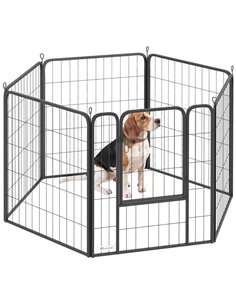 PawHut 6 Panels Heavy Duty Dog Playpen with Secure Door, for Indoor Outdoor, for Garden, Camping, 80cm High