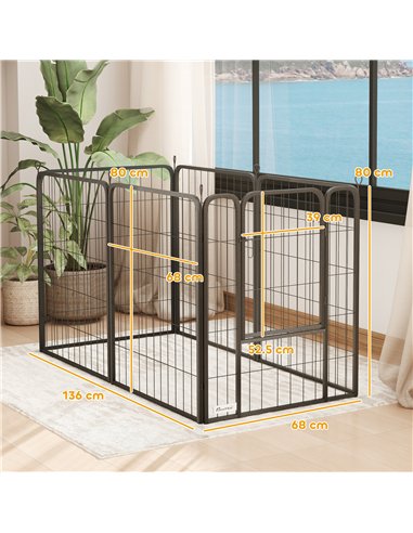 PawHut 6 Panels Heavy Duty Dog Playpen with Secure Door, for Indoor Outdoor, for Garden, Camping, 80cm High