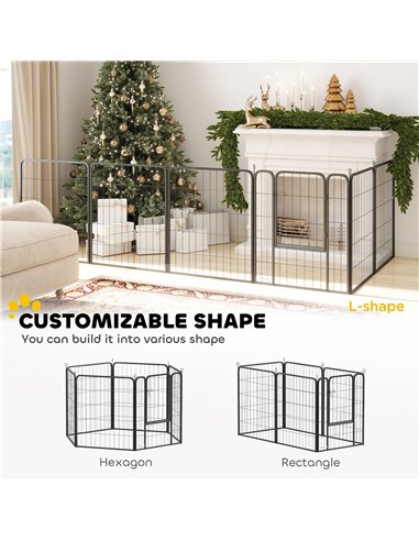 PawHut 6 Panels Heavy Duty Dog Playpen with Secure Door, for Indoor Outdoor, for Garden, Camping, 80cm High